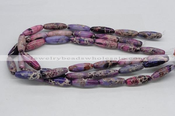 CDE33 15.5 inches 10*30mm rice dyed sea sediment jasper beads