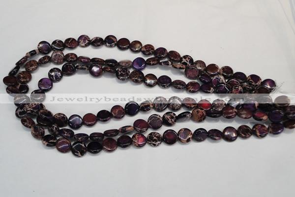 CDE405 15.5 inches 10mm flat round dyed sea sediment jasper beads