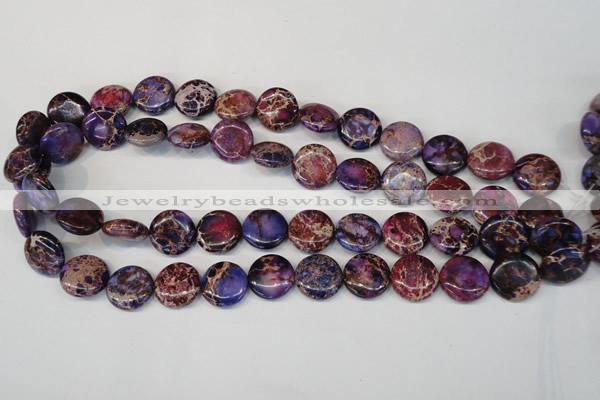 CDE408 15.5 inches 16mm flat round dyed sea sediment jasper beads