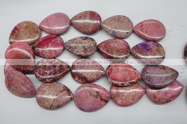 CDE480 15.5 inches 30*40mm flat teardrop dyed sea sediment jasper beads