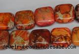 CDE540 15.5 inches 14*14mm square dyed sea sediment jasper beads