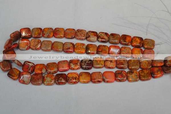 CDE540 15.5 inches 14*14mm square dyed sea sediment jasper beads