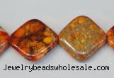 CDE547 15.5 inches 20*20mm diamond dyed sea sediment jasper beads