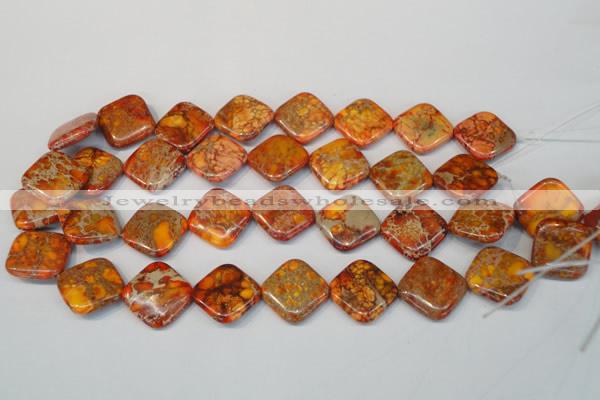 CDE547 15.5 inches 20*20mm diamond dyed sea sediment jasper beads