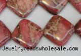 CDE570 15.5 inches 18*18mm diamond dyed sea sediment jasper beads