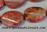 CDE575 15.5 inches 18*25mm twisted oval dyed sea sediment jasper beads