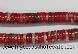 CDE601 15.5 inches 2*8mm heishi dyed sea sediment jasper beads