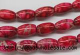 CDE605 15.5 inches 8*12mm rice dyed sea sediment jasper beads