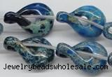 CDE66 15.5 inches 20*30mm petal shaped dyed sea sediment jasper beads