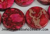 CDE665 15.5 inches 25mm coin dyed sea sediment jasper beads