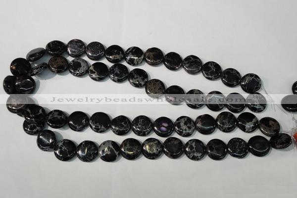 CDE688 15.5 inches 15mm flat round dyed sea sediment jasper beads