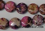 CDE706 15.5 inches 14mm flat round dyed sea sediment jasper beads