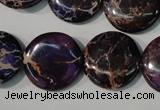 CDE707 15.5 inches 20mm flat round dyed sea sediment jasper beads