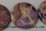 CDE708 15.5 inches 35mm flat round dyed sea sediment jasper beads