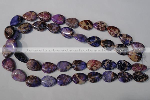 CDE714 15.5 inches 15*20mm flat teardrop dyed sea sediment jasper beads