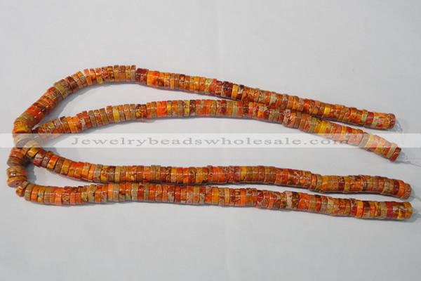 CDE734 15.5 inches 3*8mm heishi dyed sea sediment jasper beads