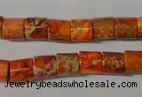 CDE737 15.5 inches 8*8mm tube dyed sea sediment jasper beads