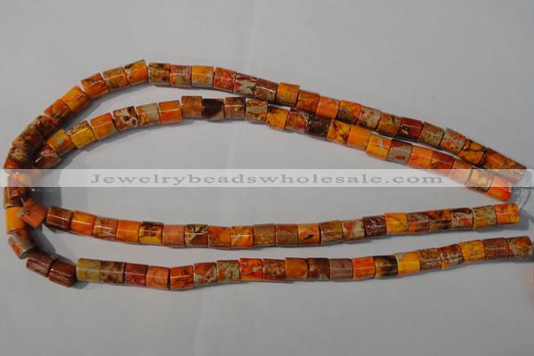 CDE737 15.5 inches 8*8mm tube dyed sea sediment jasper beads