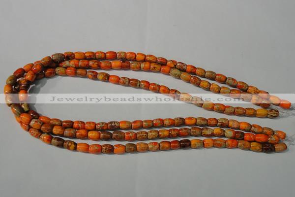 CDE740 15.5 inches 5*8mm drum dyed sea sediment jasper beads