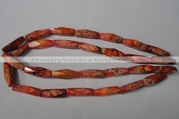 CDE744 15.5 inches 8*30mm faceted rice dyed sea sediment jasper beads