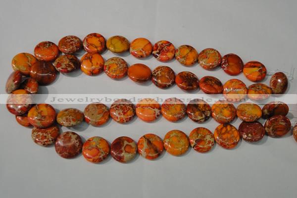 CDE757 15.5 inches 18mm flat round dyed sea sediment jasper beads