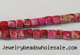 CDE780 15.5 inches 5*5mm cube dyed sea sediment jasper beads