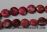 CDE785 15.5 inches 10mm flat round dyed sea sediment jasper beads