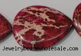 CDE790 15.5 inches 30*40mm flat teardrop dyed sea sediment jasper beads