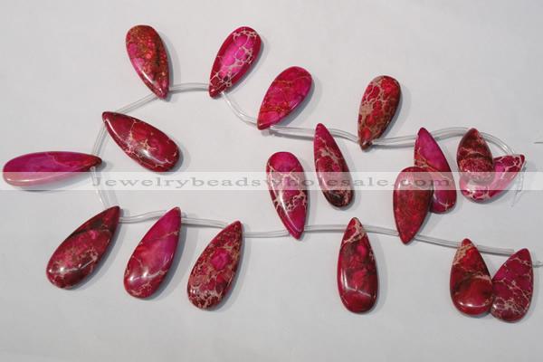 CDE799 Top-drilled 16*32mm flat teardrop dyed sea sediment jasper beads