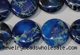 CDE908 15.5 inches 20mm flat round dyed sea sediment jasper beads