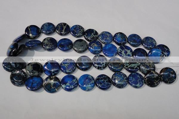 CDE908 15.5 inches 20mm flat round dyed sea sediment jasper beads