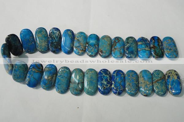 CDE917 15.5 inches 15*30mm oval double drilled dyed sea sediment jasper beads