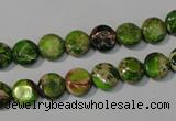 CDE935 15.5 inches 8mm flat round dyed sea sediment jasper beads