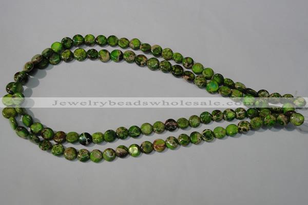 CDE935 15.5 inches 8mm flat round dyed sea sediment jasper beads