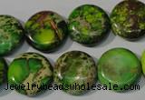 CDE937 15.5 inches 16mm flat round dyed sea sediment jasper beads