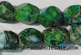 CDE964 15.5 inches 14*17mm faceted nuggets dyed sea sediment jasper beads