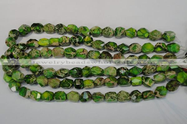 CDI155 15.5 inches 10*12mm faceted nugget dyed imperial jasper beads