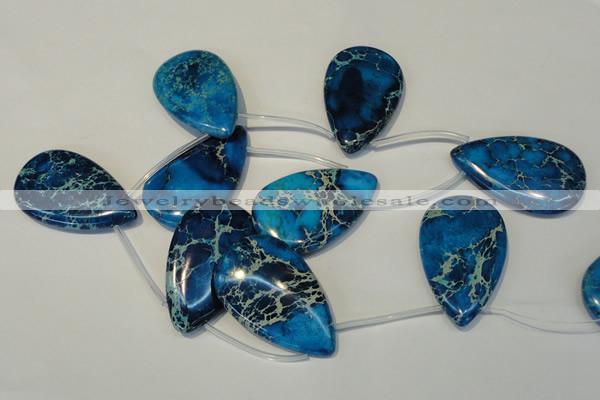 CDI345 Top-drilled 30*50mm flat teardrop dyed imperial jasper beads