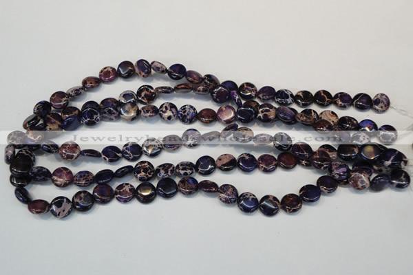 CDI397 15.5 inches 10mm flat round dyed imperial jasper beads