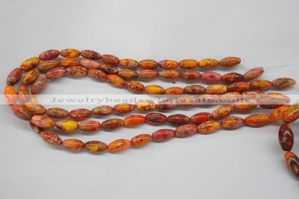 CDI510 15.5 inches 8*16mm rice dyed imperial jasper beads