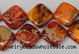 CDI545 15.5 inches 14*14mm diamond dyed imperial jasper beads