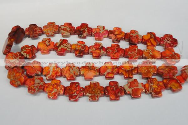 CDI563 15.5 inches 20*20mm cross dyed imperial jasper beads