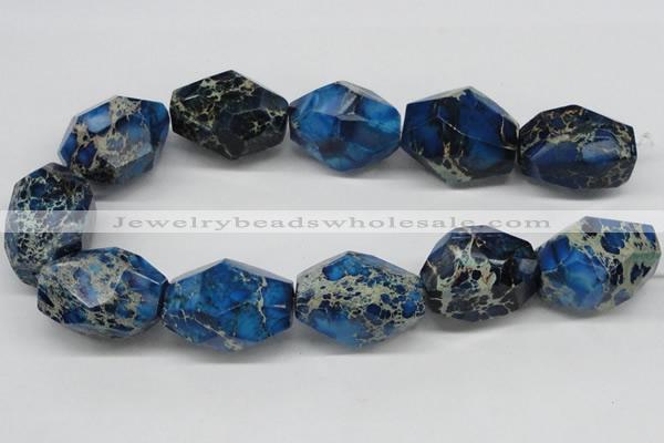 CDI65 16 inches 25*35mm faceted nuggets dyed imperial jasper beads