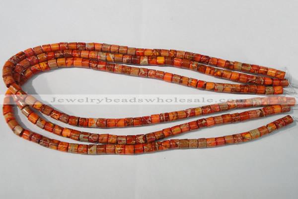 CDI735 15.5 inches 6*6mm tube dyed imperial jasper beads