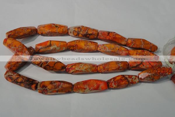 CDI745 15.5 inches 13*42mm faceted rice dyed imperial jasper beads