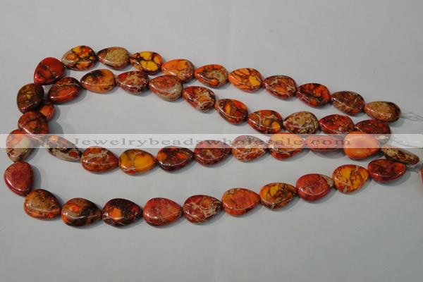 CDI754 15.5 inches 13*18mm flat teardrop dyed imperial jasper beads