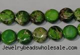 CDI936 15.5 inches 10mm flat round dyed imperial jasper beads