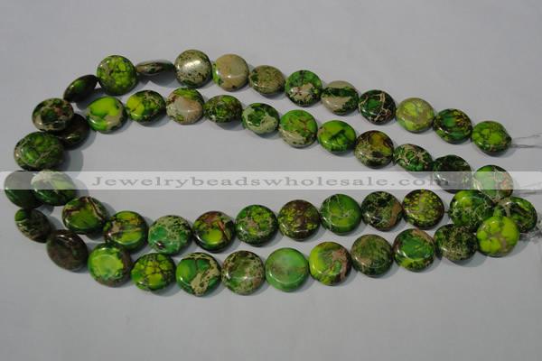 CDI937 15.5 inches 16mm flat round dyed imperial jasper beads