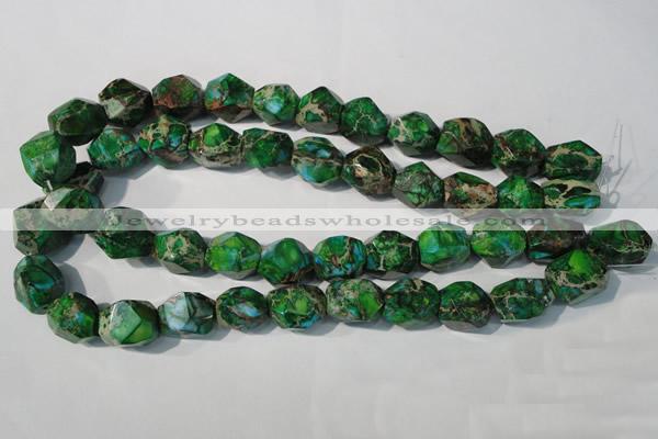 CDI964 15.5 inches 14*17mm faceted nuggets dyed imperial jasper beads