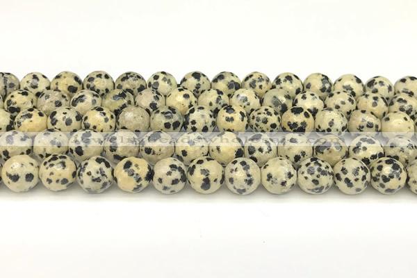 CDM102 15 inches 10mm faceted round dalmatian jasper beads